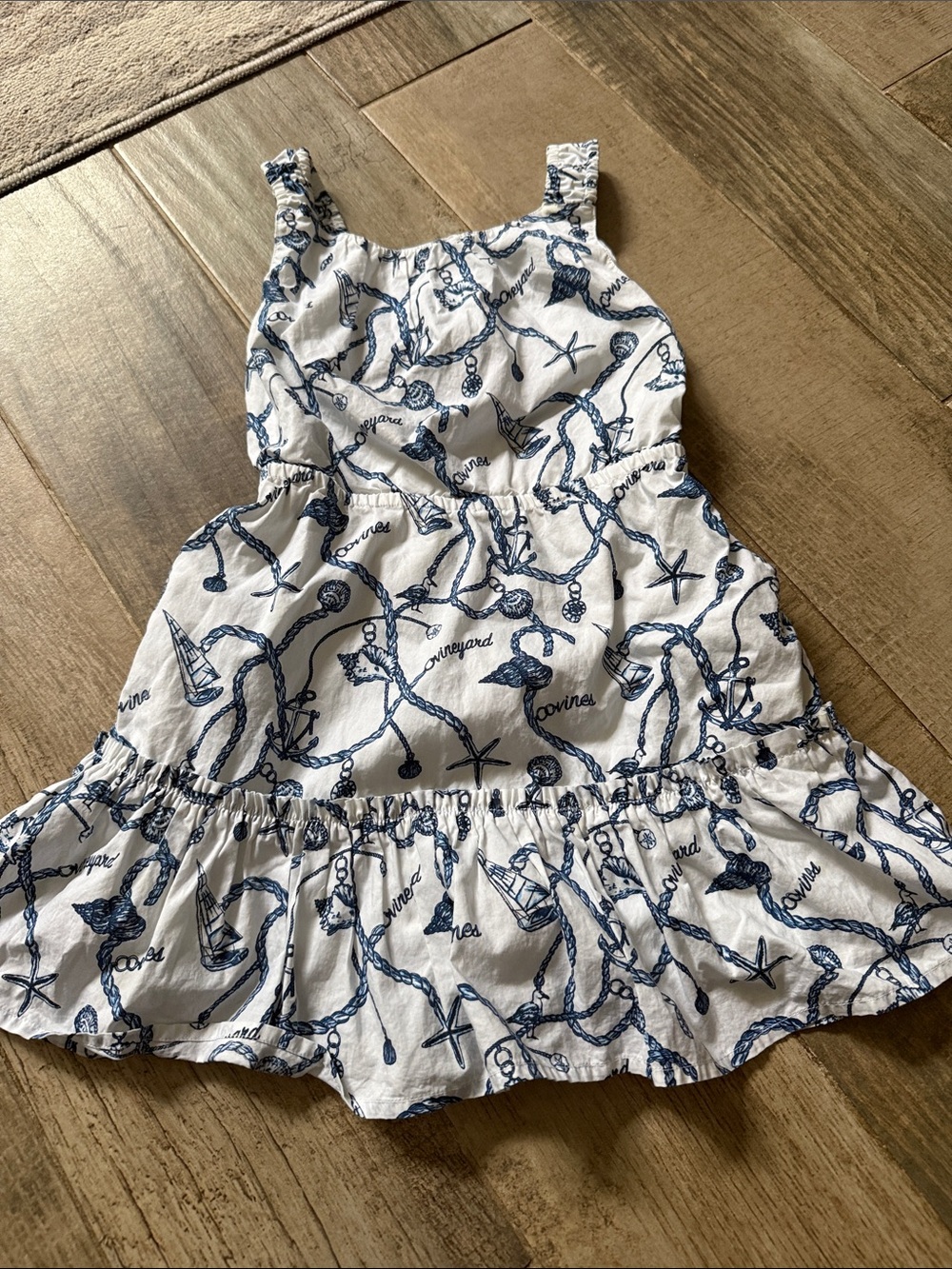 Vineyard Vines White Sundress with Navy Nautical Print
